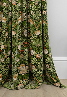 William Morris At Home Strawberry Thief Velvet, Nettle - Made to Measure Curtains